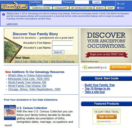 old genealogy.com website